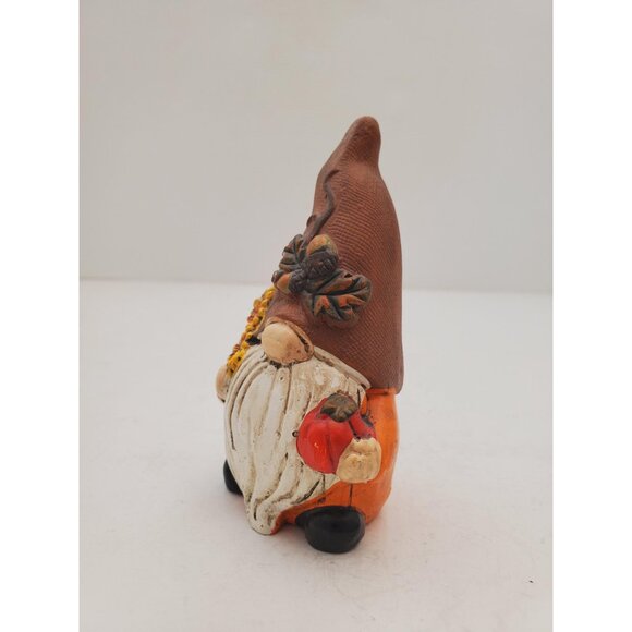 Fall Ceramic Gnome for Thanksgiving Tiered Tray Decor, Gnome Holding a Pumpkin, - Picture 2 of 10
